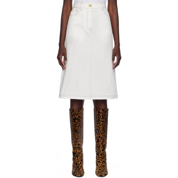 NEW TOTEME tumbled cotton midi skirt in white